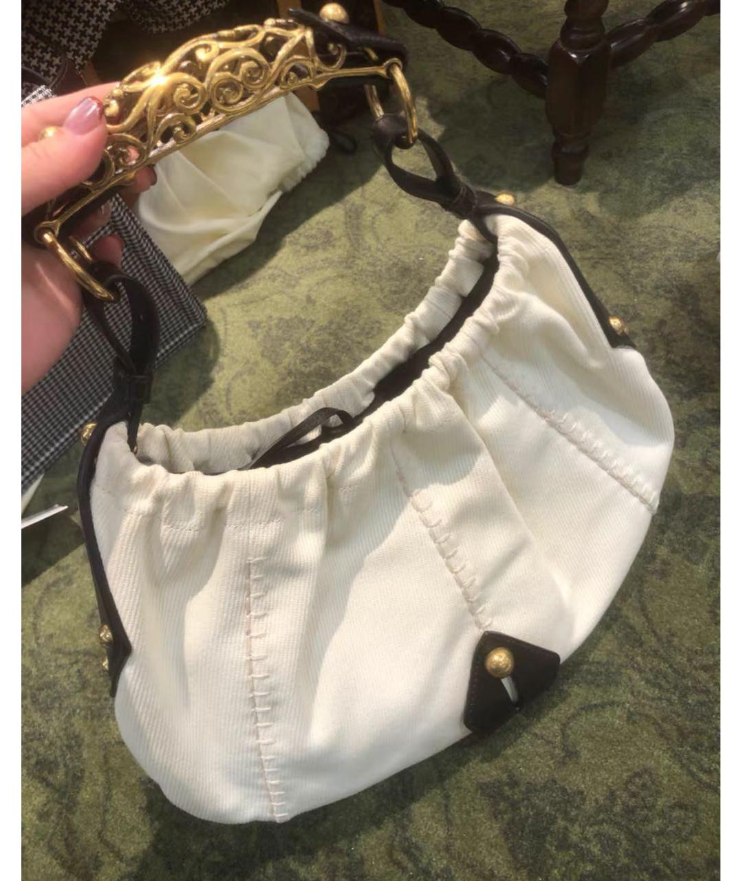 SAINT LAURENT Белая кожаная сумка с короткими ручками, фото 2