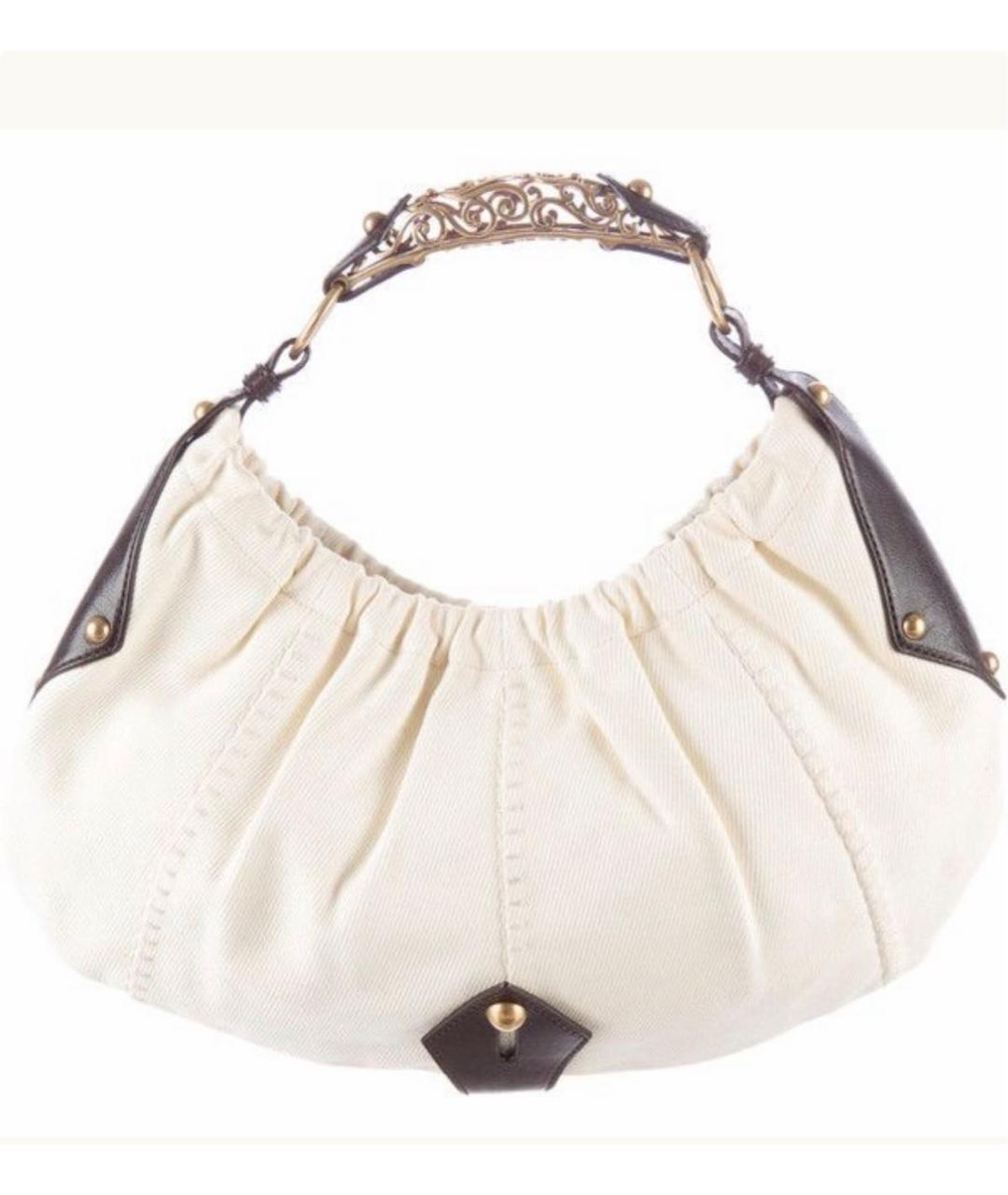 SAINT LAURENT Белая кожаная сумка с короткими ручками, фото 4