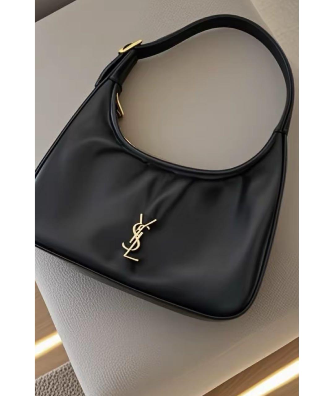 SAINT LAURENT Черная кожаная сумка с короткими ручками, фото 4