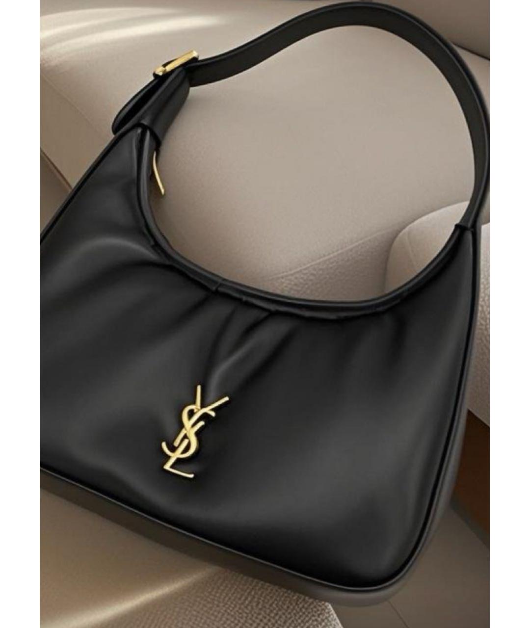 SAINT LAURENT Черная кожаная сумка с короткими ручками, фото 5