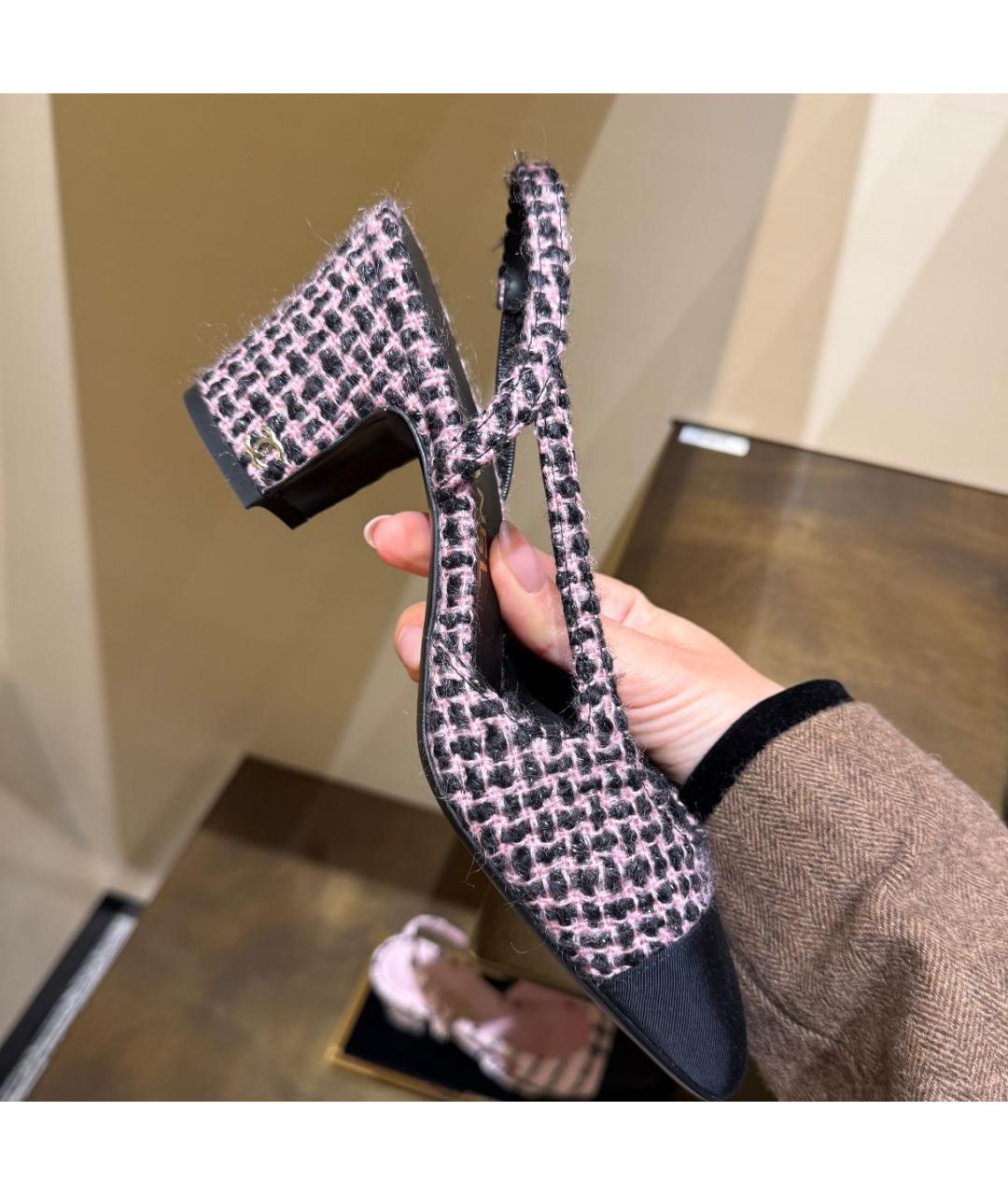 CHANEL Розовые текстильные туфли, фото 3