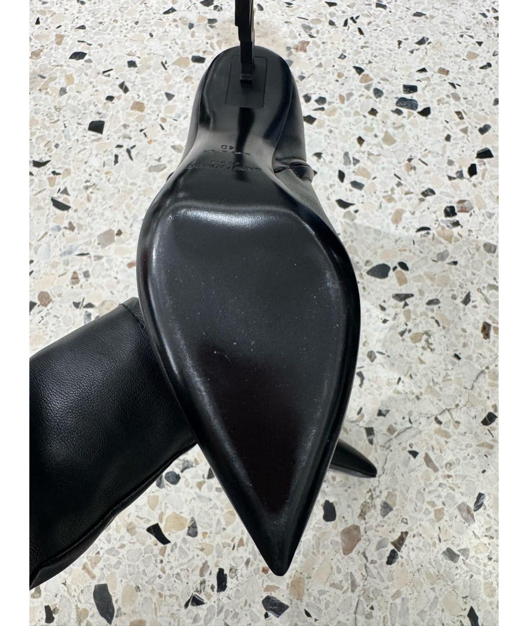 SAINT LAURENT Черные кожаные высокие ботинки, фото 4