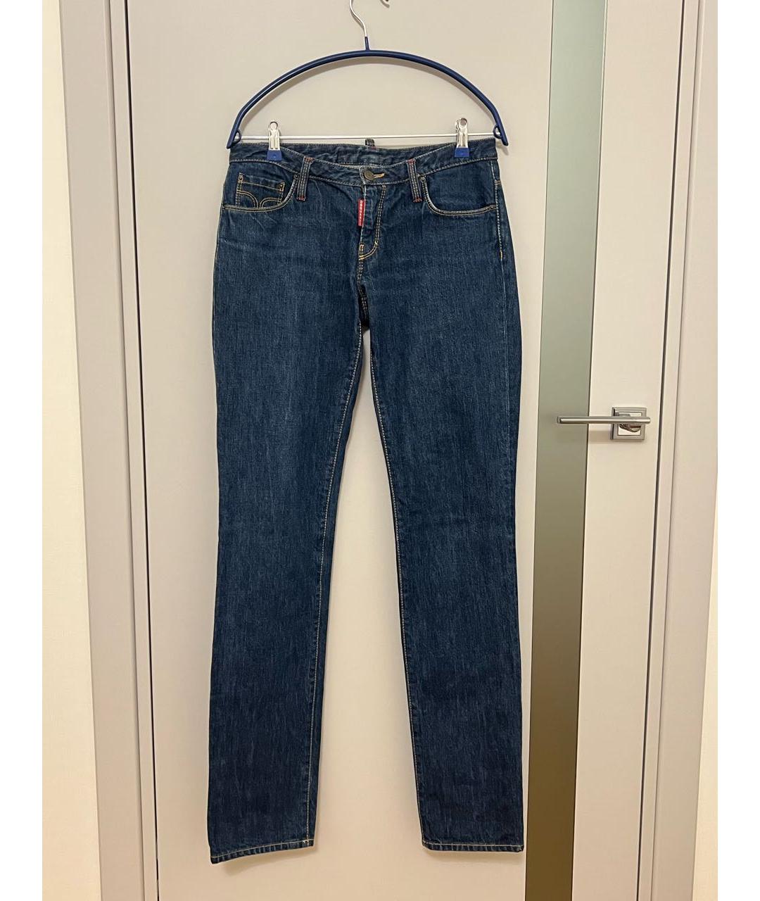 DSQUARED2 Темно-синие хлопковые прямые джинсы, фото 9