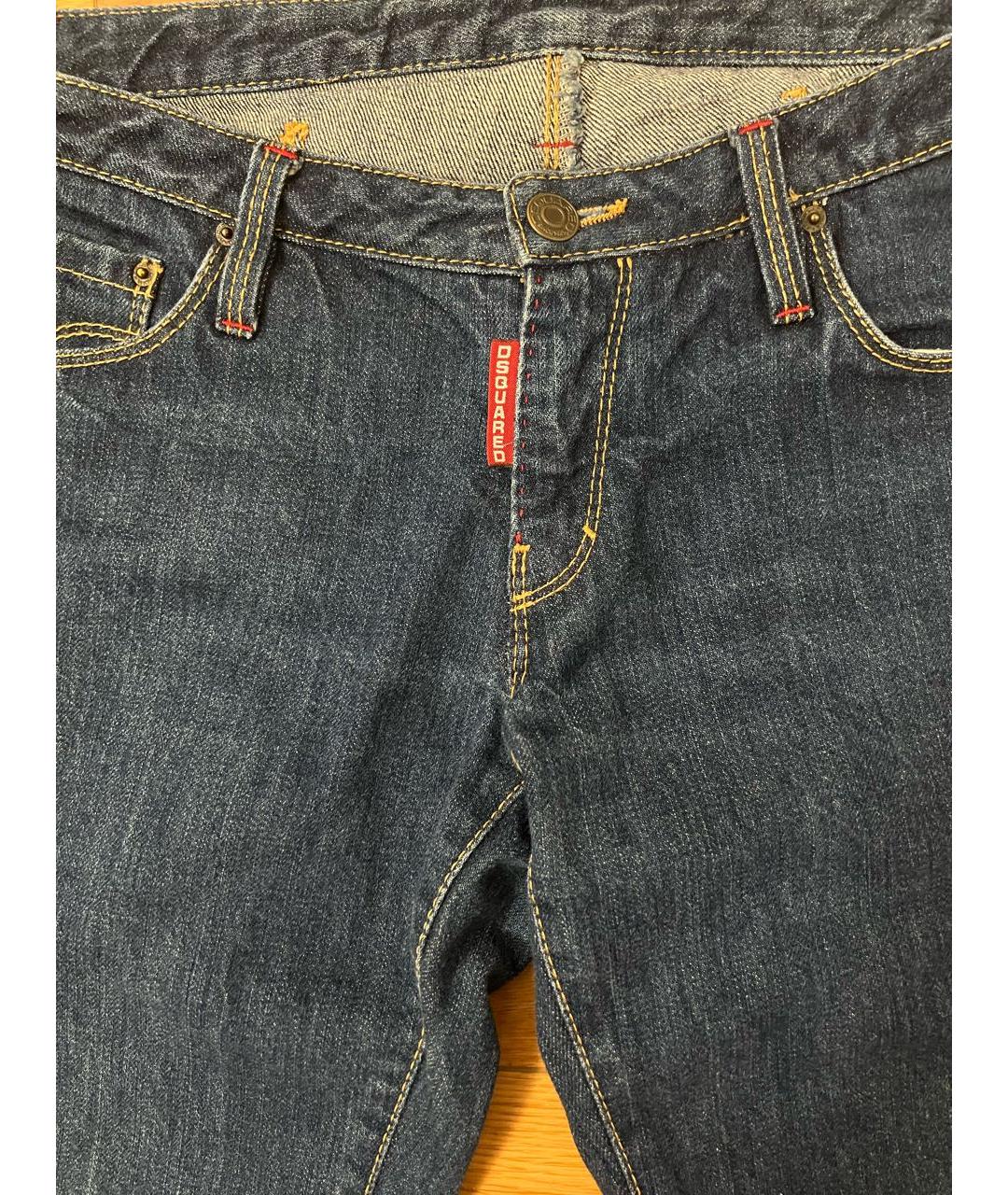 DSQUARED2 Темно-синие хлопковые прямые джинсы, фото 5
