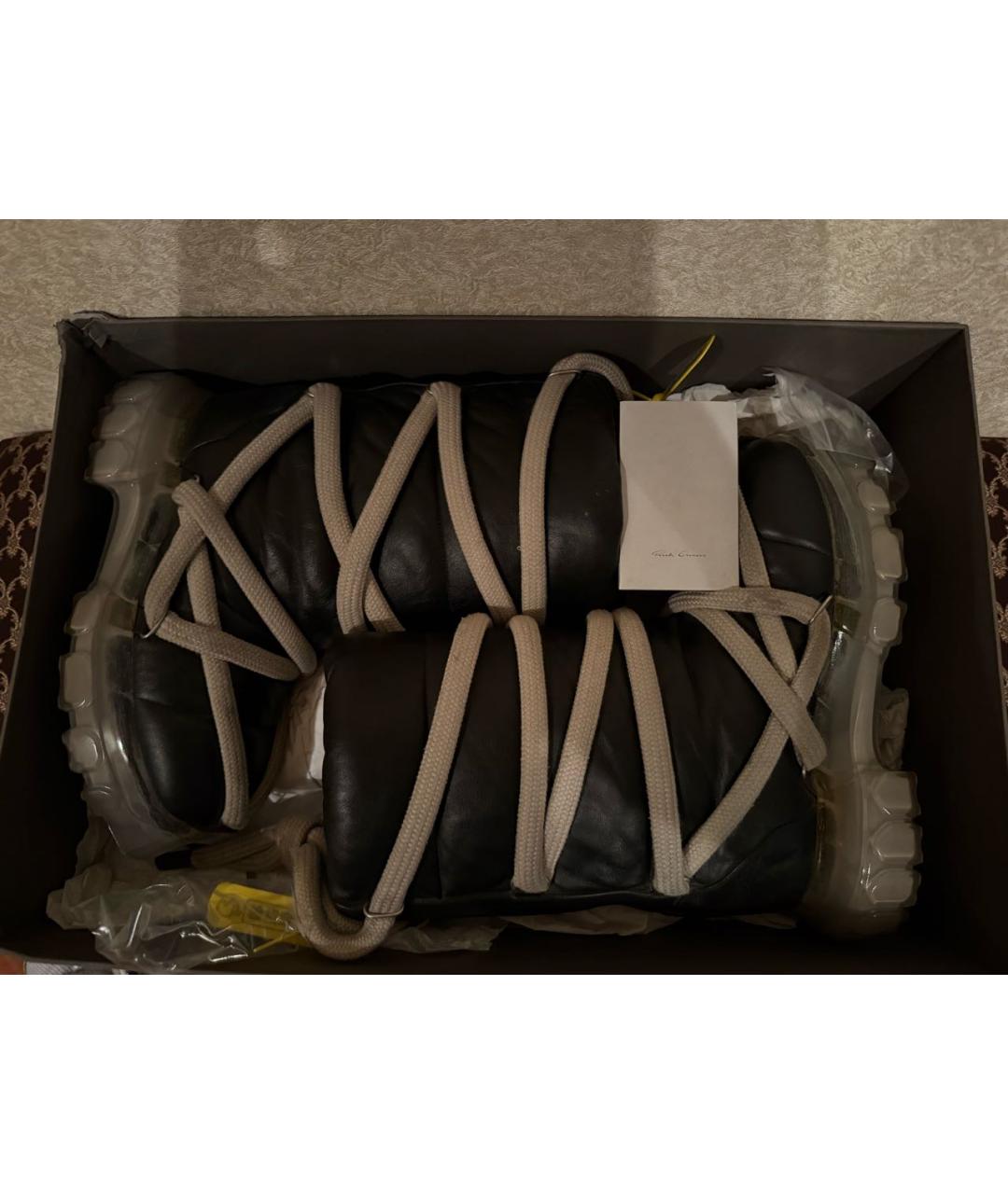 RICK OWENS Черные кожаные высокие ботинки, фото 3