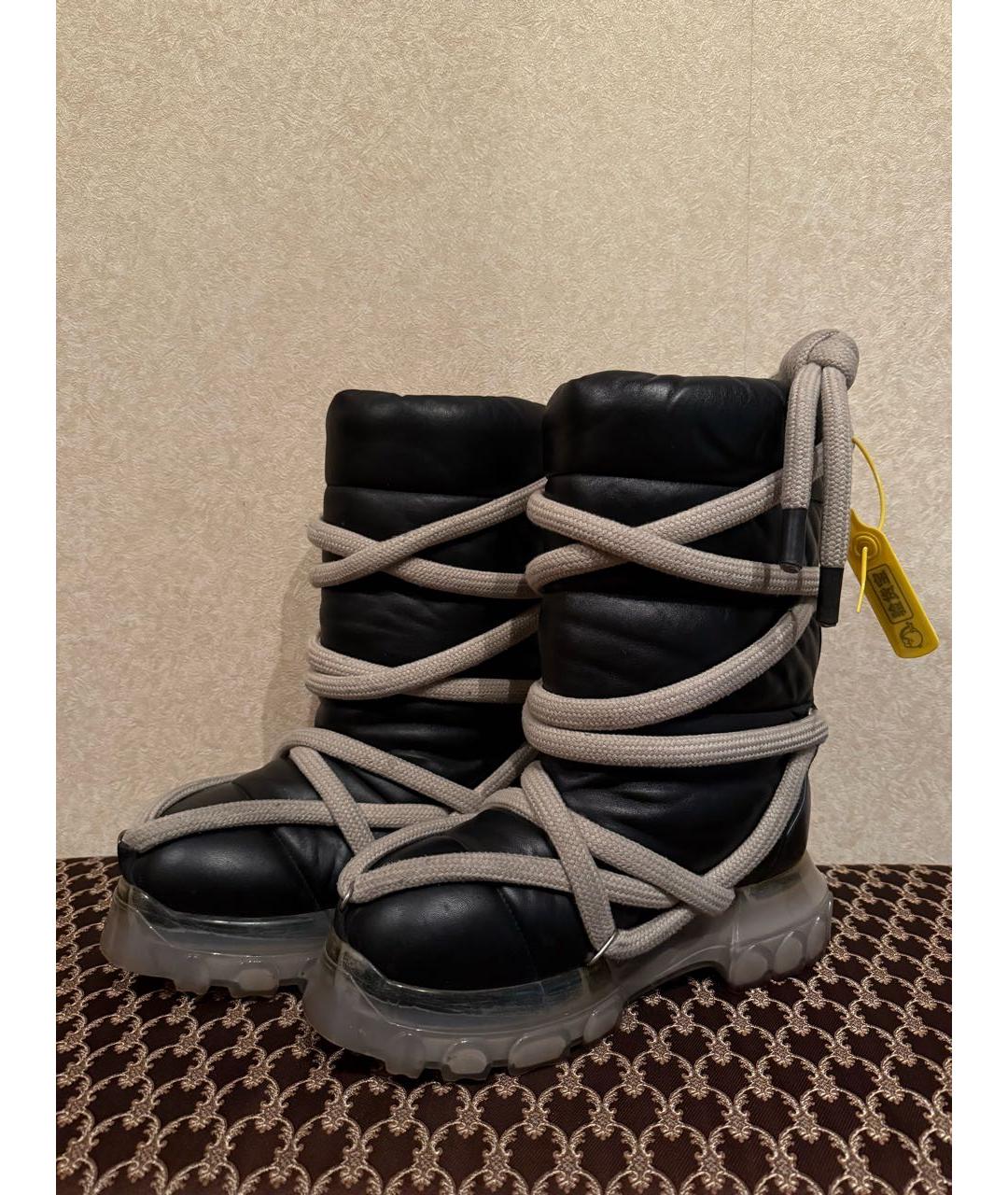 RICK OWENS Черные кожаные высокие ботинки, фото 8