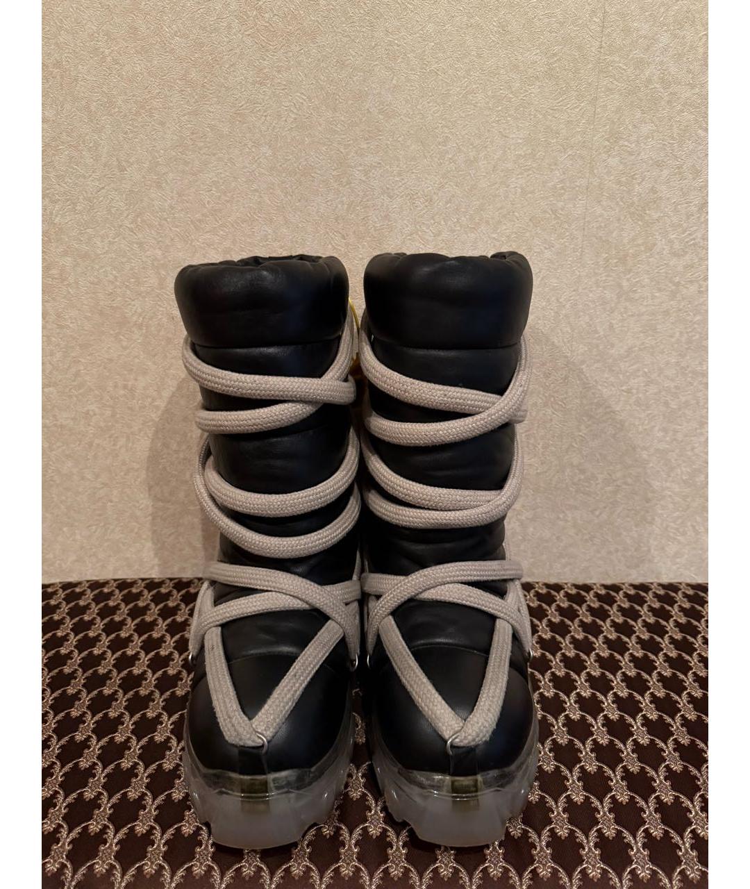 RICK OWENS Черные кожаные высокие ботинки, фото 2