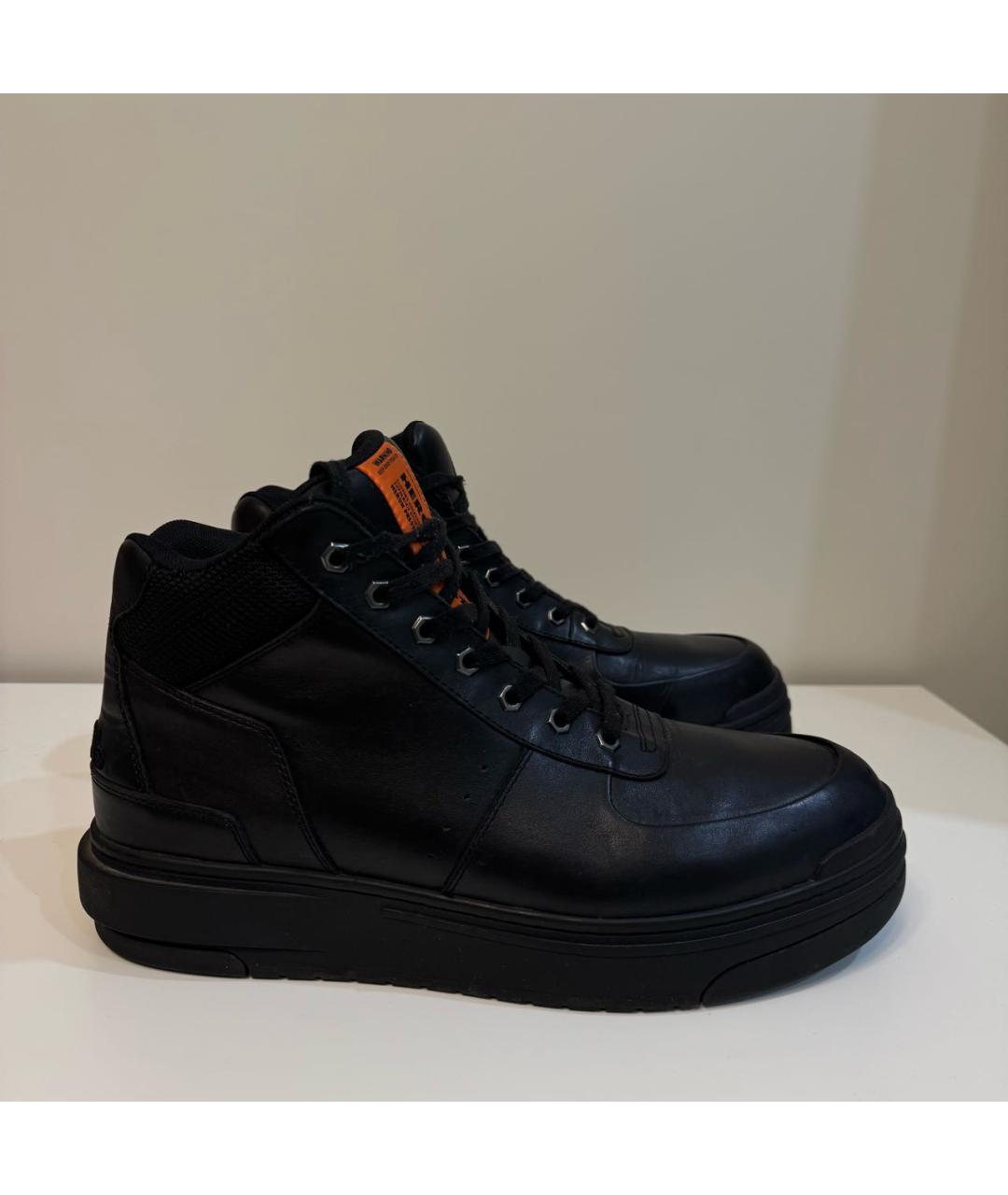 HERON PRESTON Черные кожаные высокие кроссовки / кеды, фото 2