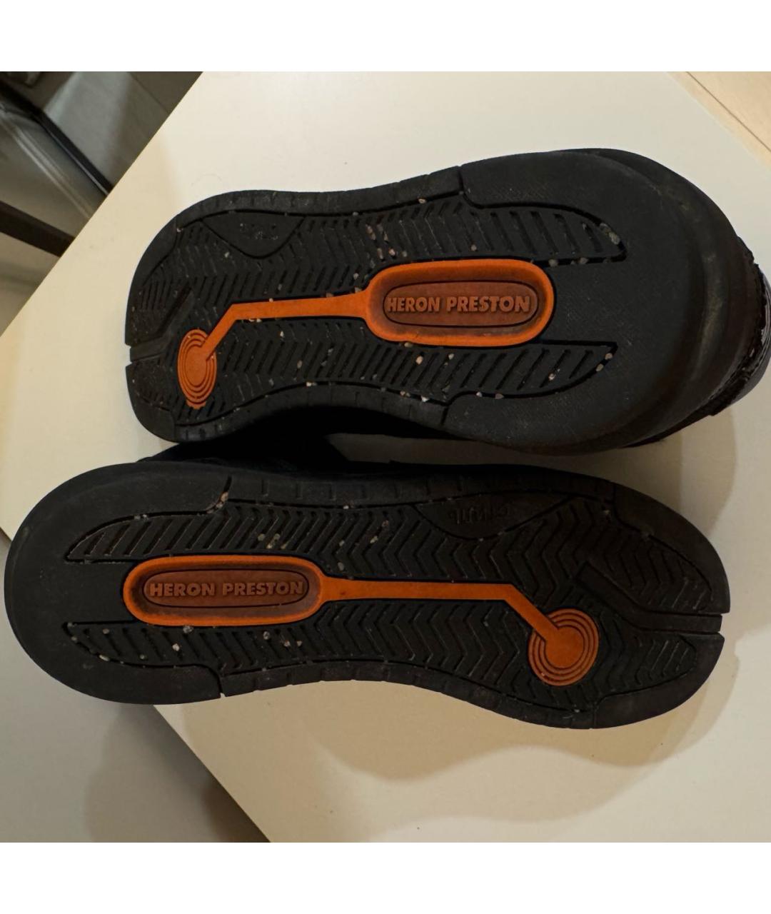 HERON PRESTON Черные кожаные высокие кроссовки / кеды, фото 7
