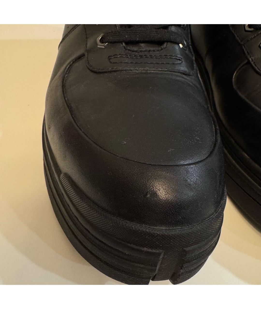 HERON PRESTON Черные кожаные высокие кроссовки / кеды, фото 4