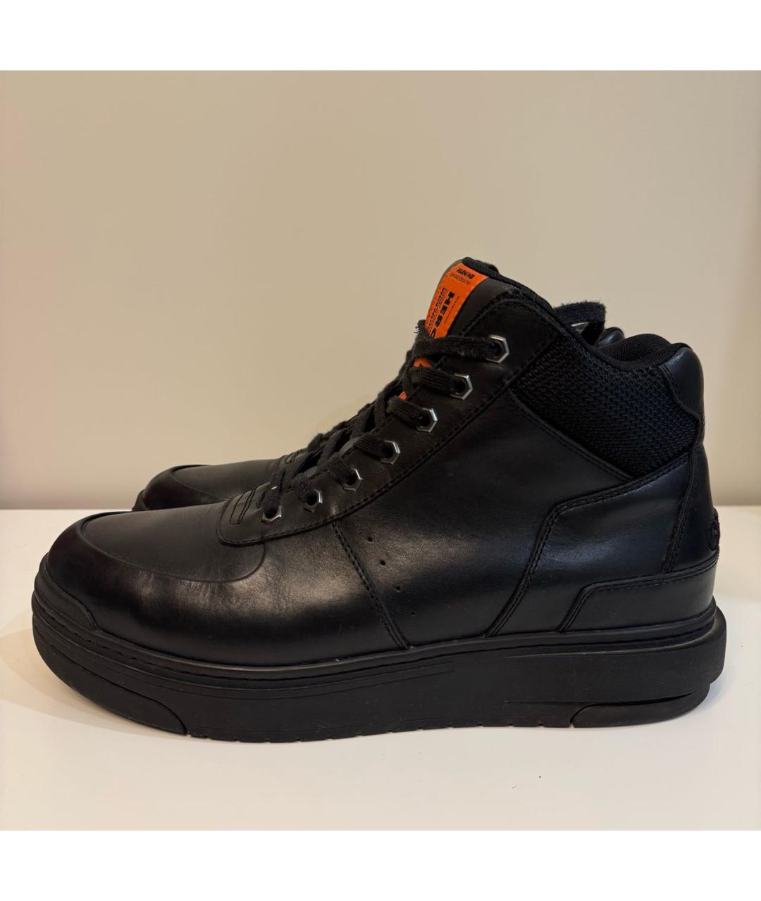 HERON PRESTON Черные кожаные высокие кроссовки / кеды, фото 9