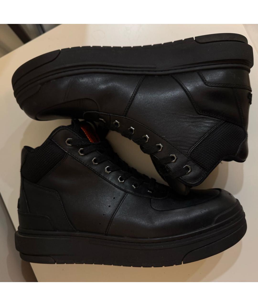 HERON PRESTON Черные кожаные высокие кроссовки / кеды, фото 6