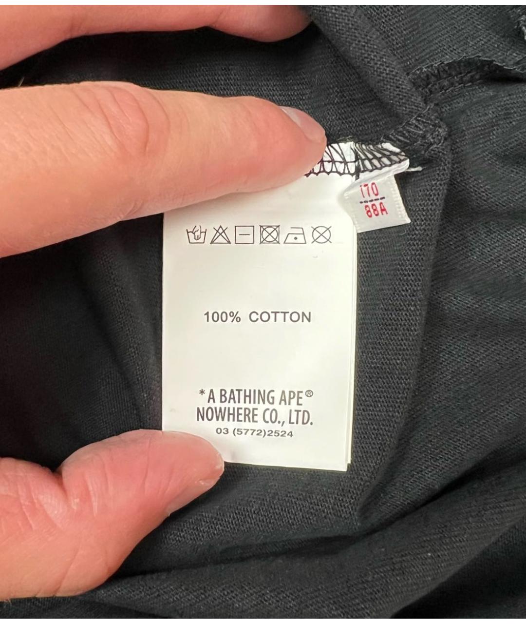 A BATHING APE Черная хлопковая футболка, фото 3
