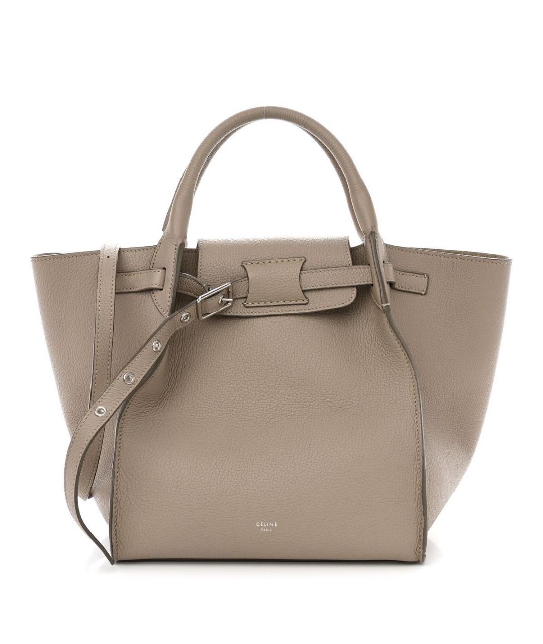 CELINE Бежевая кожаная сумка с короткими ручками, фото 1