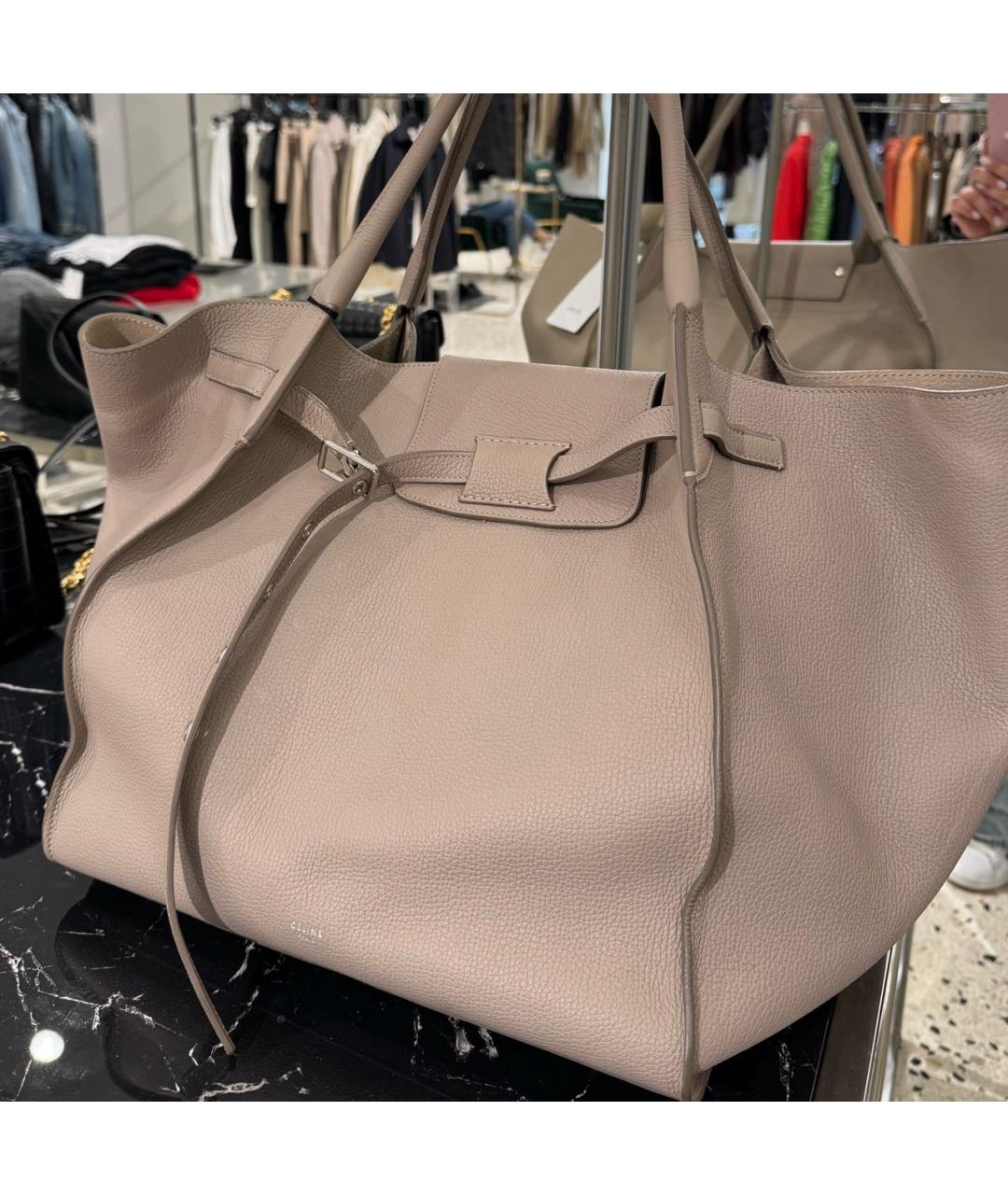 CELINE Бежевая кожаная сумка с короткими ручками, фото 3