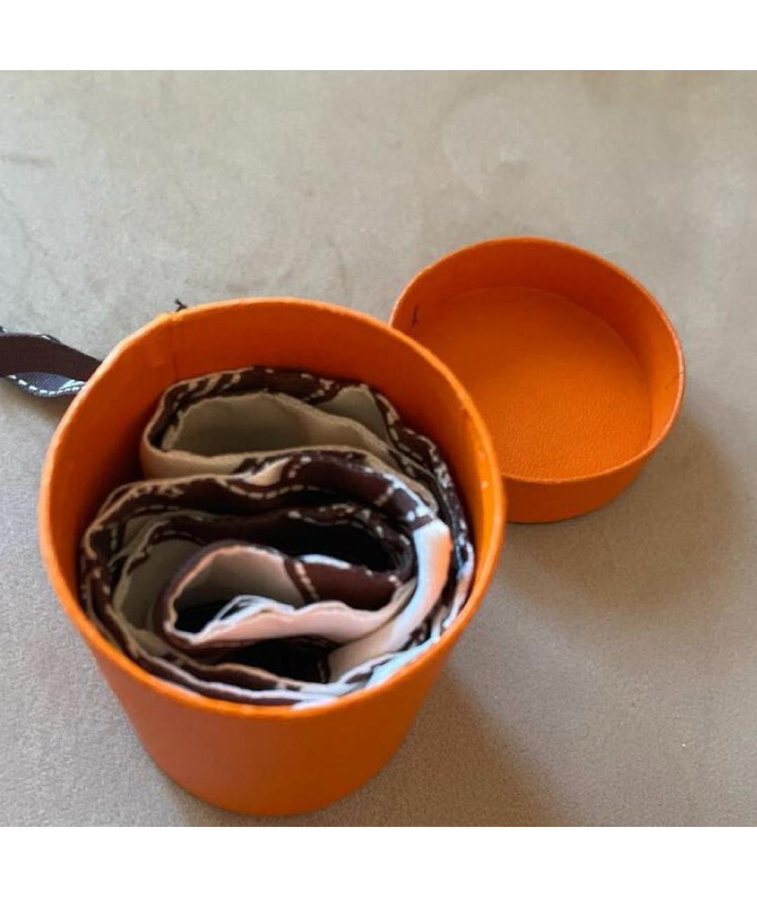 HERMES Белый шелковый шарф, фото 4