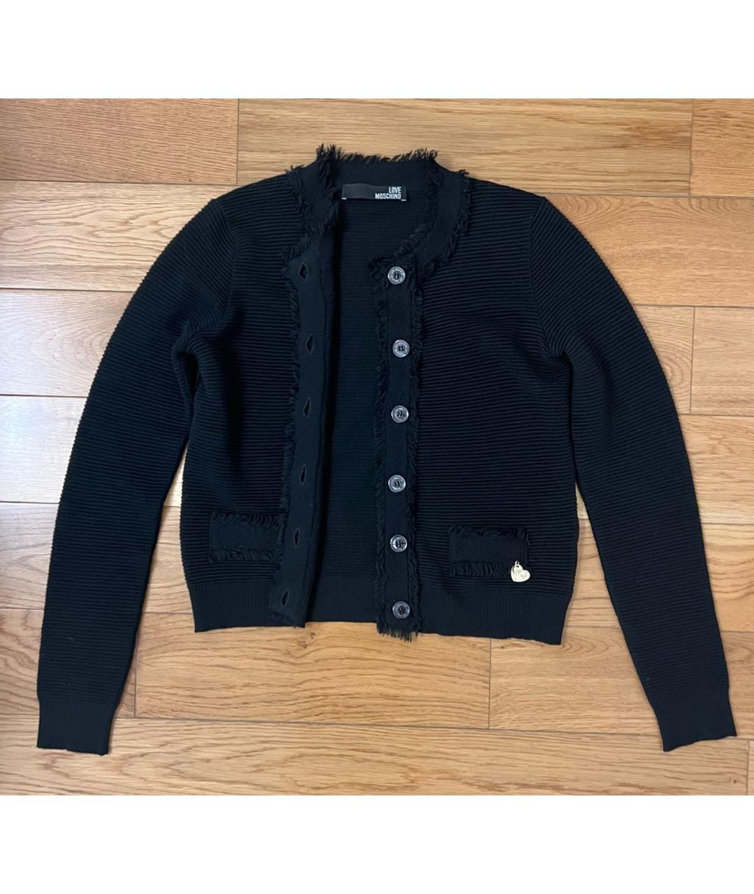 LOVE MOSCHINO Черный шерстяной кардиган, фото 2