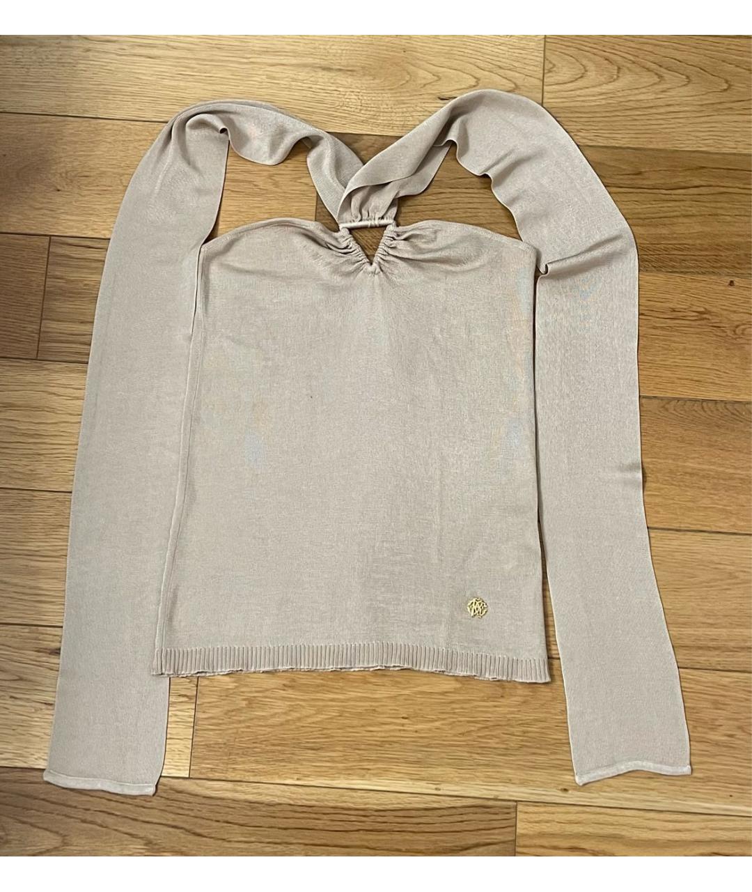 ROBERTO CAVALLI Золотая шелковая майка, фото 2