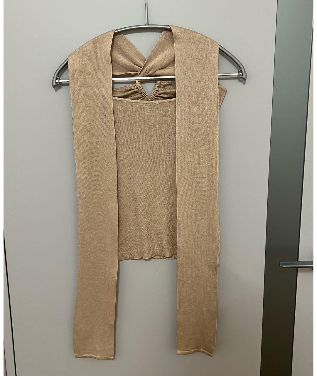 ROBERTO CAVALLI Золотая шелковая майка, фото 5