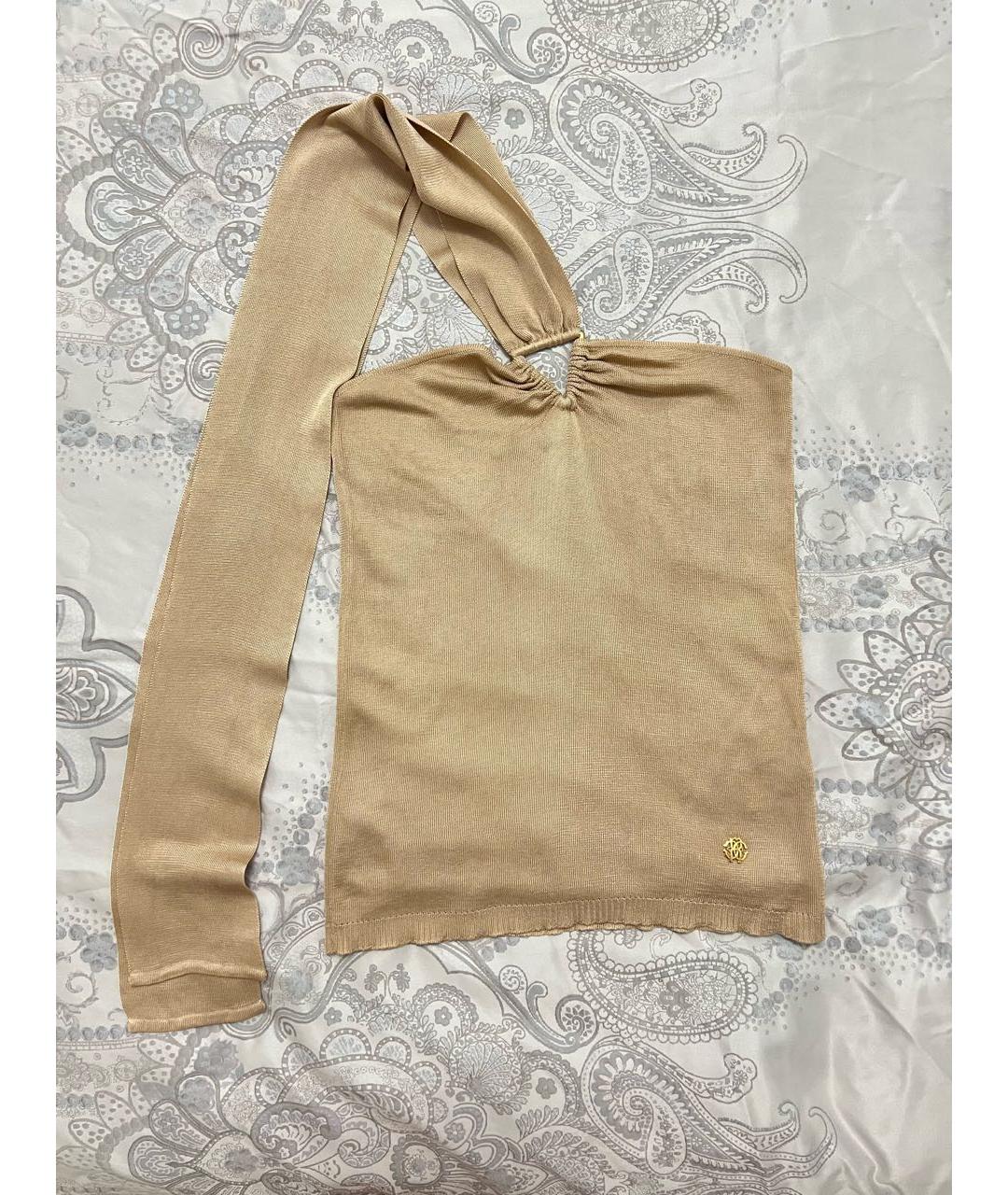 ROBERTO CAVALLI Золотая шелковая майка, фото 8