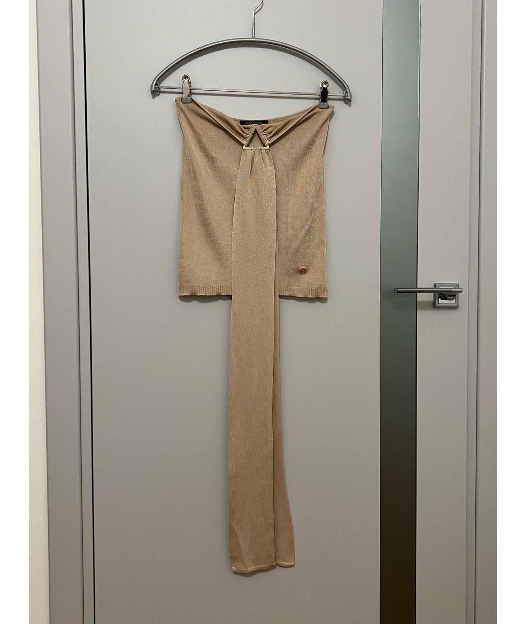 ROBERTO CAVALLI Золотая шелковая майка, фото 9