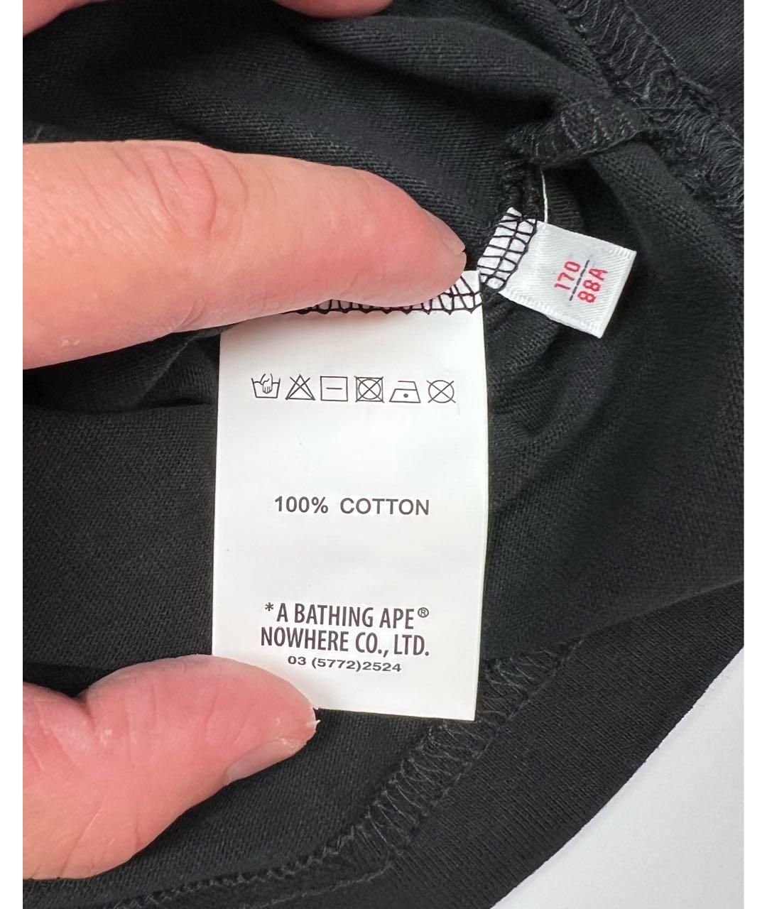 A BATHING APE Черная хлопковая футболка, фото 4