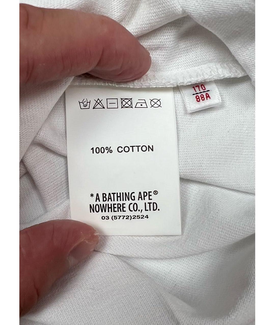 A BATHING APE Белая хлопковая футболка, фото 4