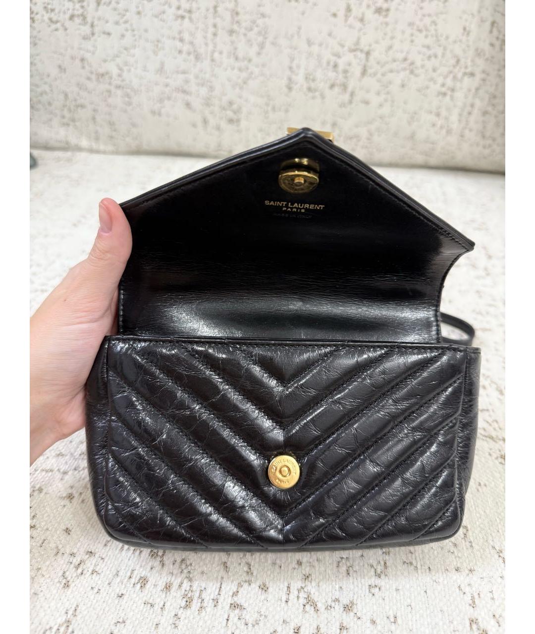 SAINT LAURENT Черная кожаная сумка через плечо, фото 5