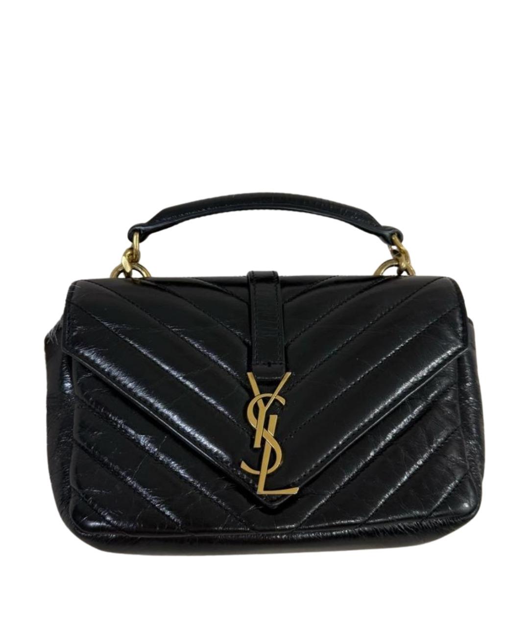 SAINT LAURENT Черная кожаная сумка через плечо, фото 1