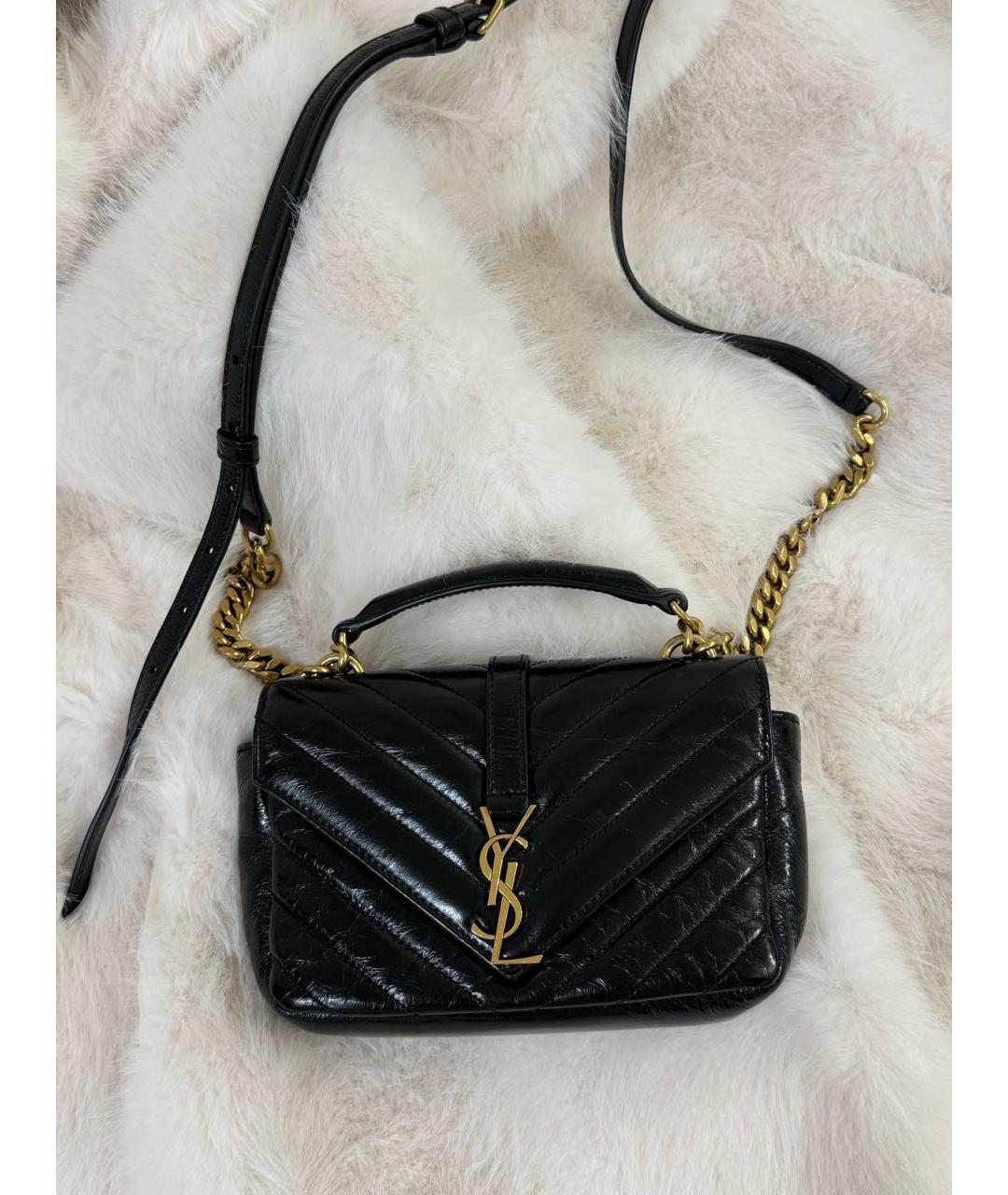 SAINT LAURENT Черная кожаная сумка через плечо, фото 4