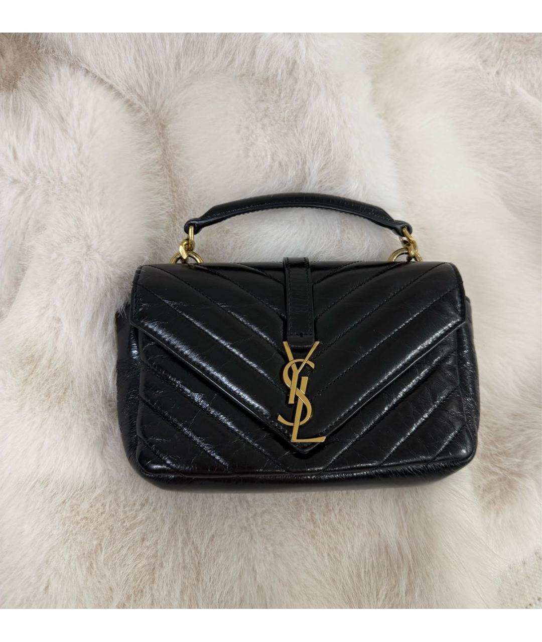 SAINT LAURENT Черная кожаная сумка через плечо, фото 8