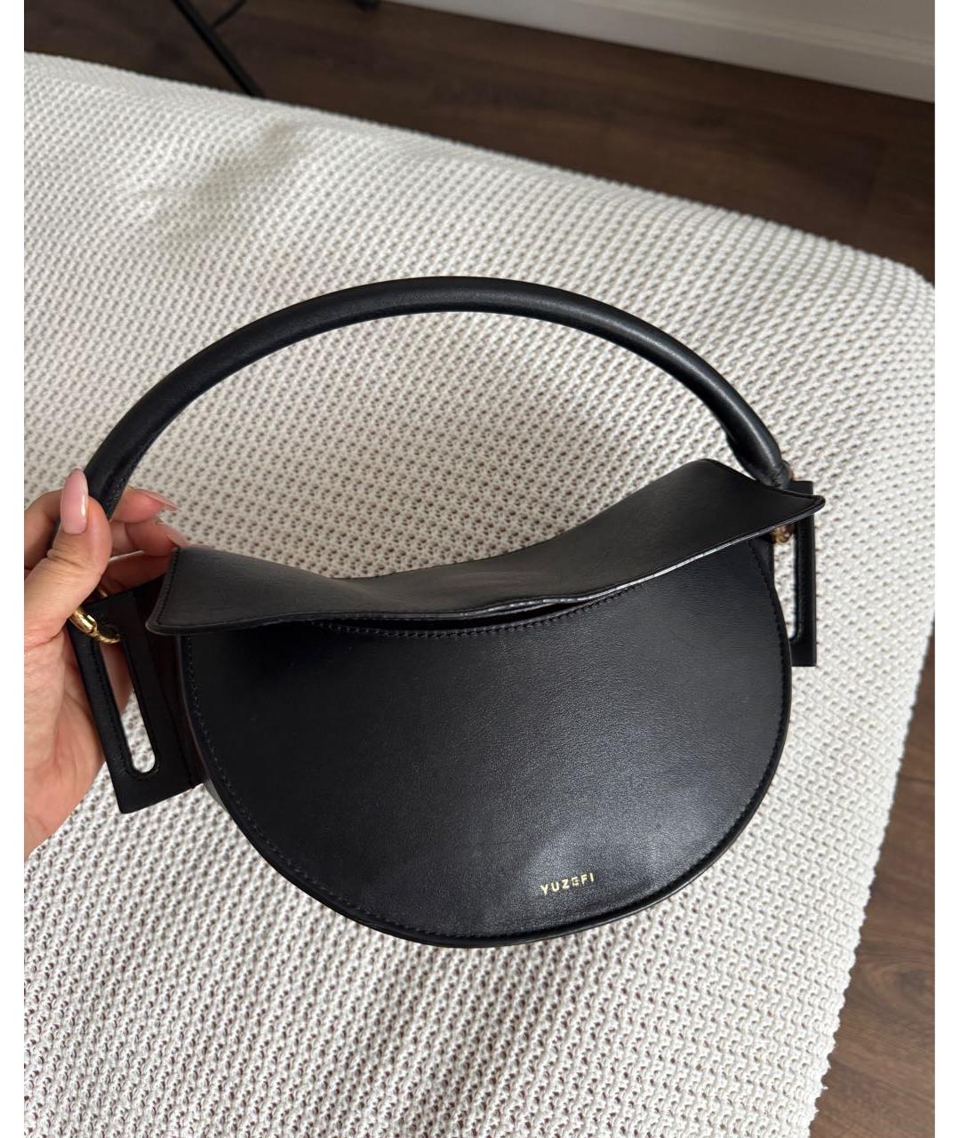 YUZEFI Черная кожаная сумка через плечо, фото 7