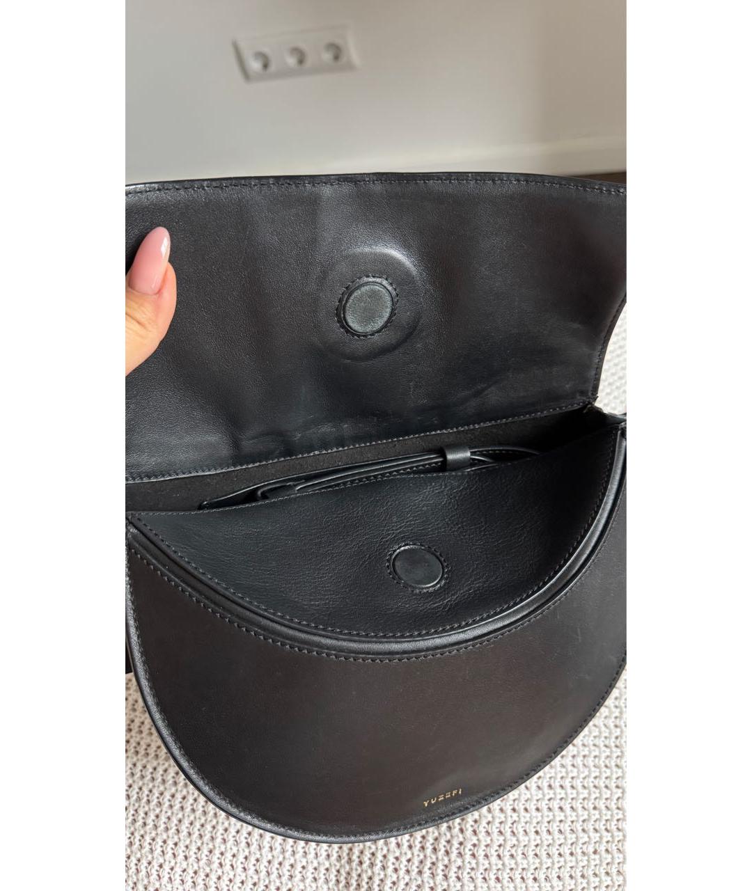 YUZEFI Черная кожаная сумка через плечо, фото 4