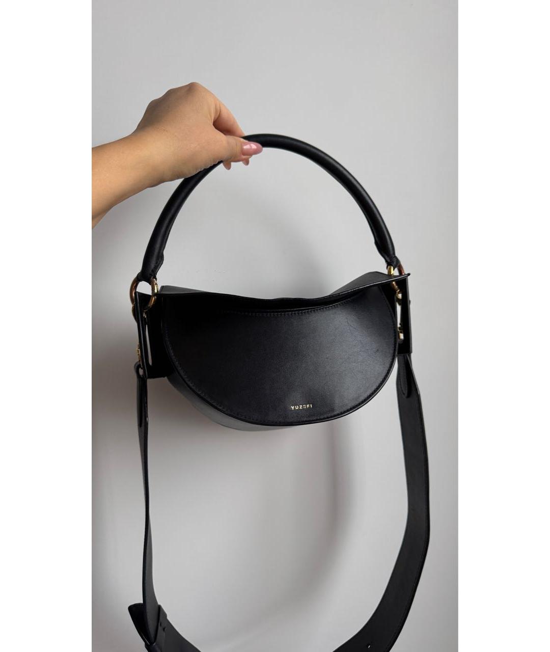 YUZEFI Черная кожаная сумка через плечо, фото 6