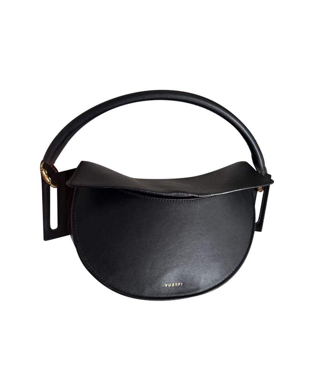 YUZEFI Черная кожаная сумка через плечо, фото 1