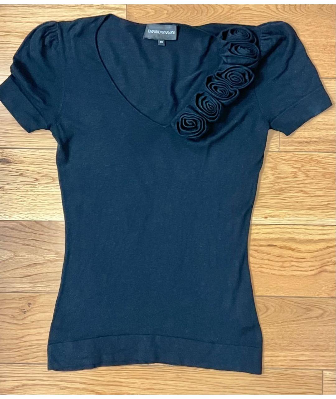 EMPORIO ARMANI Черная вискозная футболка, фото 2