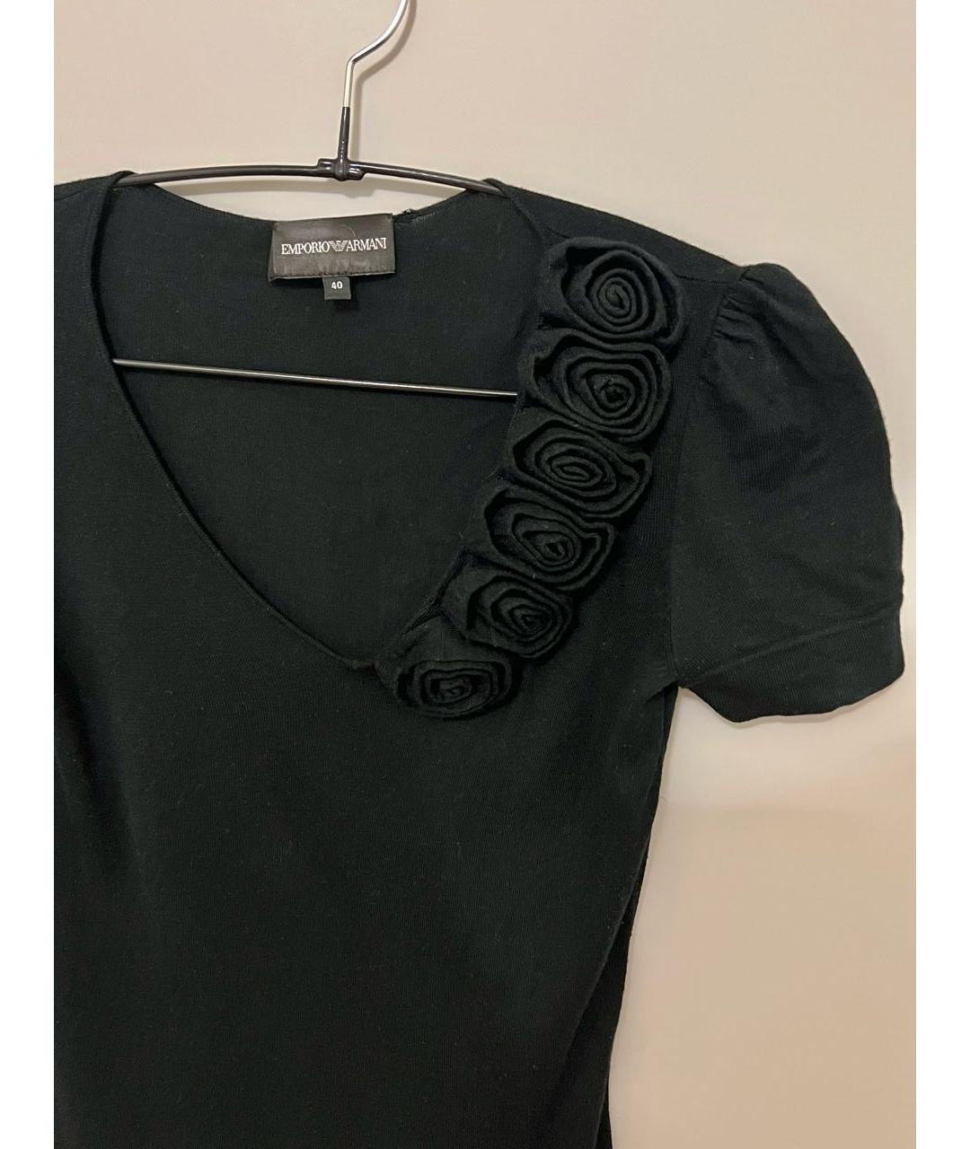 EMPORIO ARMANI Черная вискозная футболка, фото 3