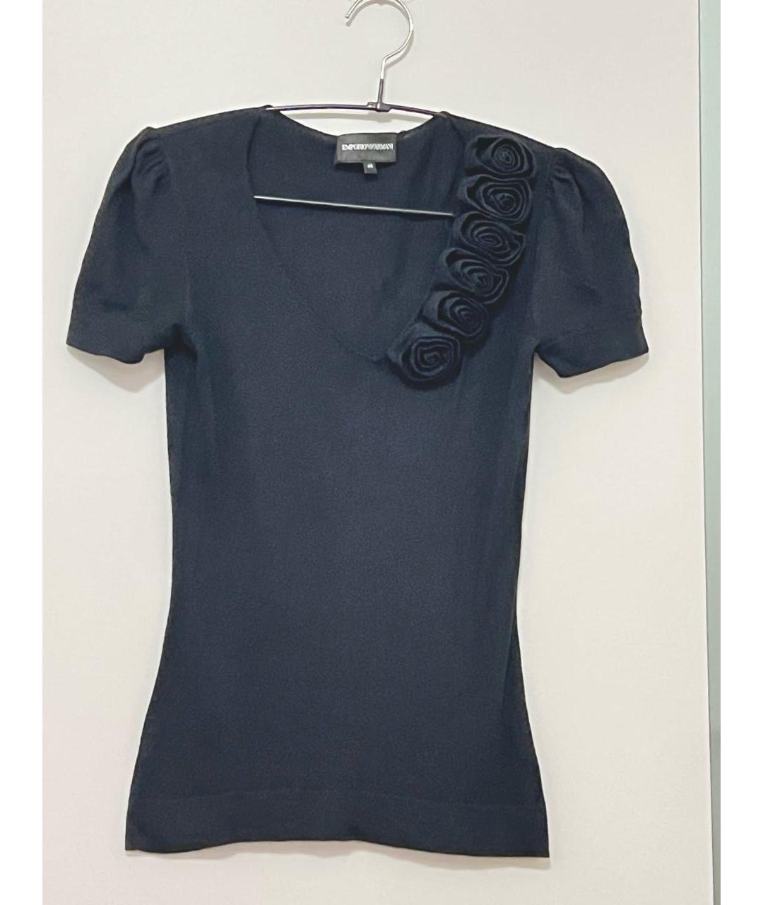 EMPORIO ARMANI Черная вискозная футболка, фото 5