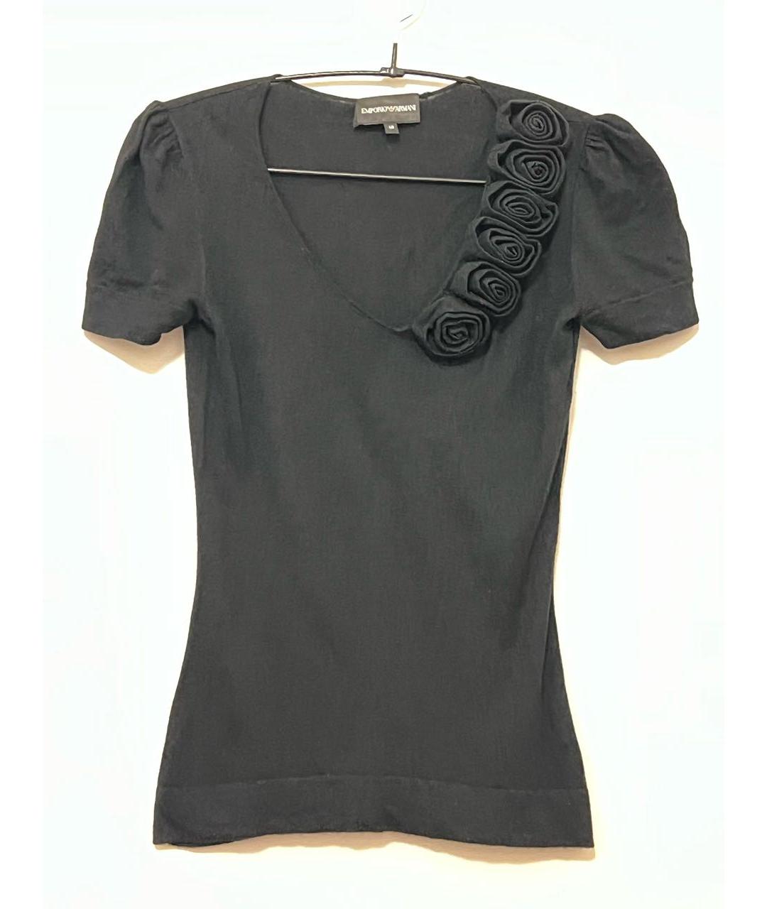 EMPORIO ARMANI Черная вискозная футболка, фото 1