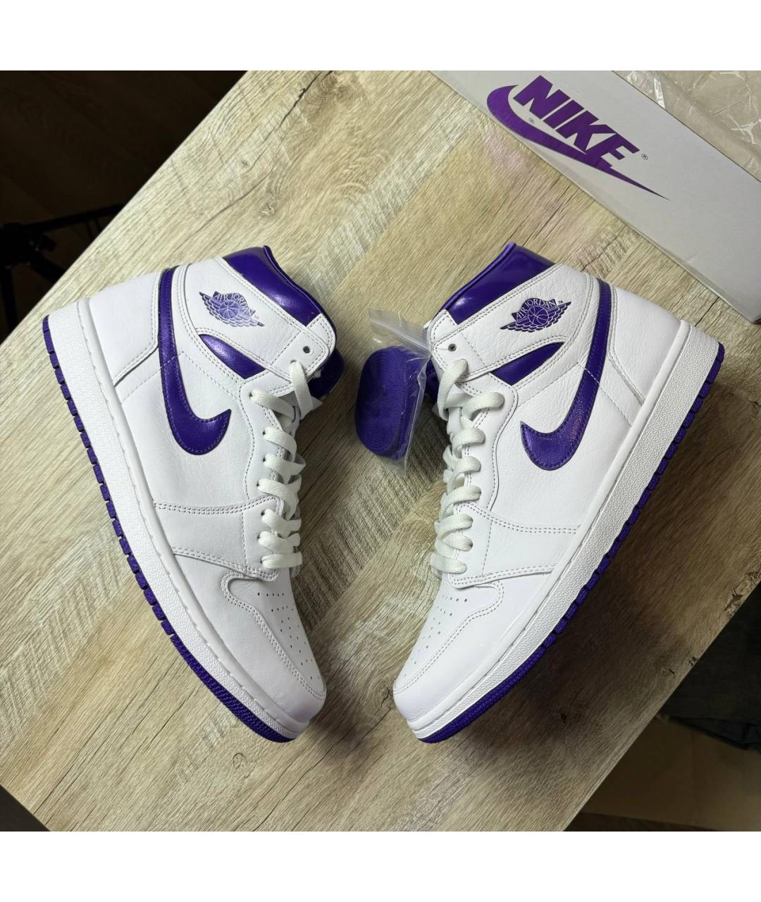 JORDAN Белые кожаные высокие кроссовки / кеды, фото 4