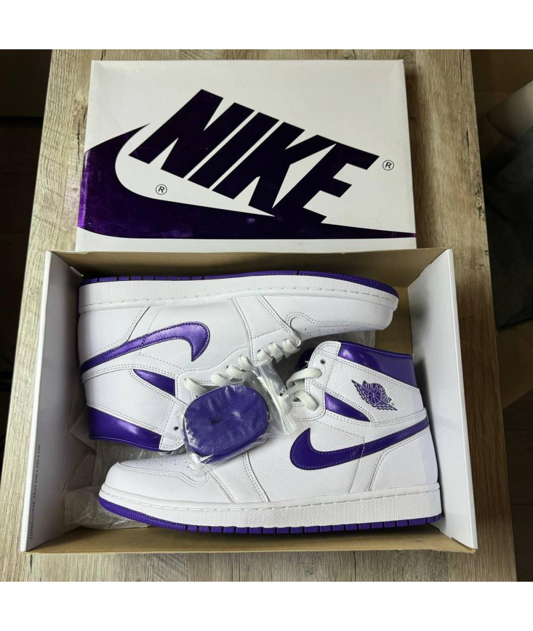 JORDAN Белые кожаные высокие кроссовки / кеды, фото 2