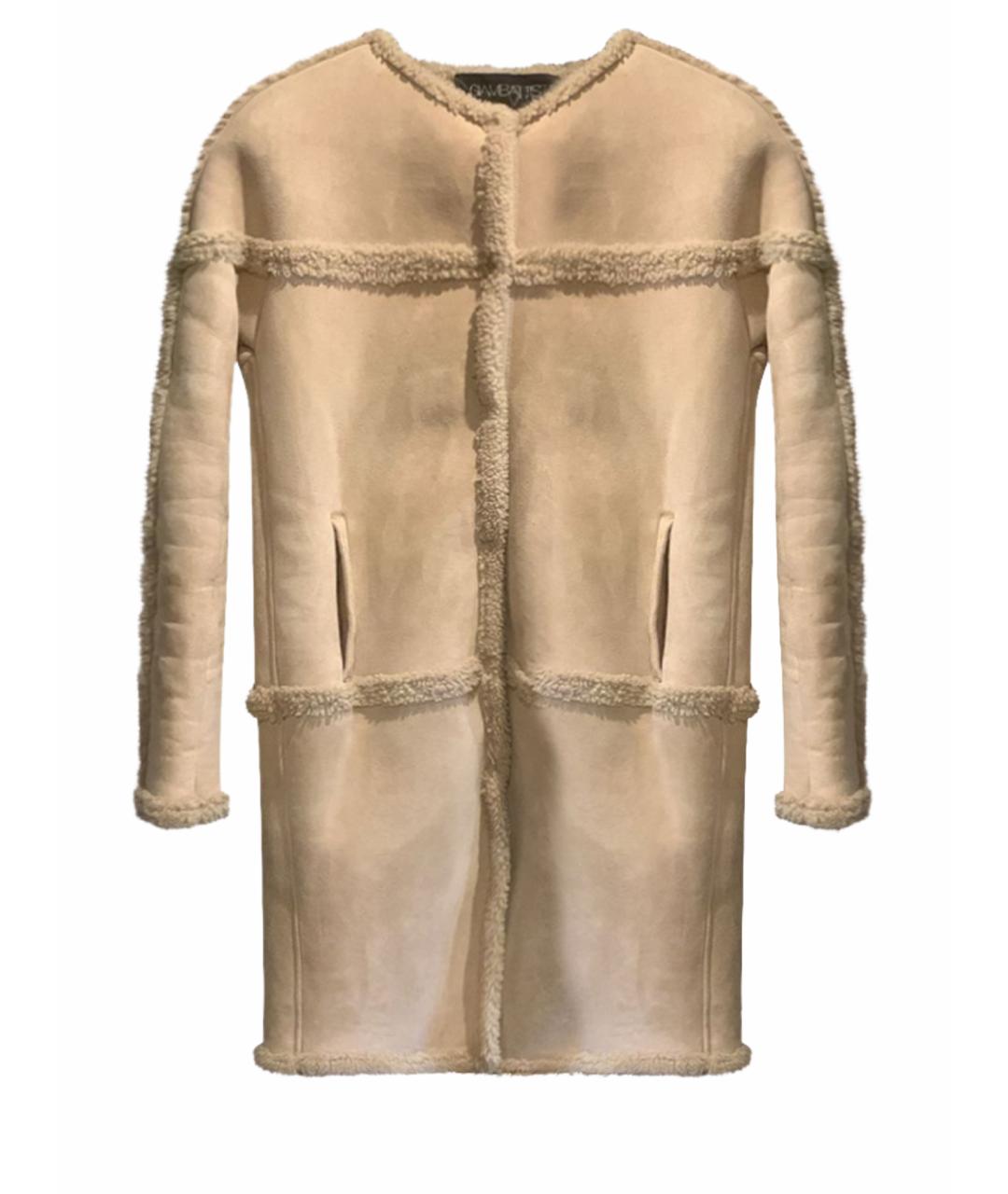 GIAMBATTISTA VALLI Бежевая меховая дубленка, фото 1