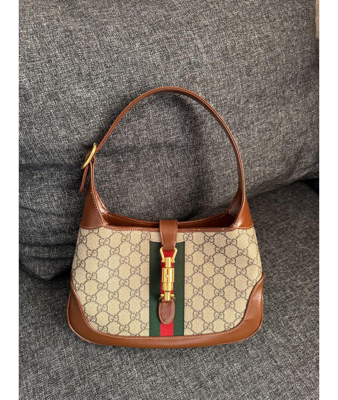 GUCCI Коричневая кожаная сумка через плечо, фото 7