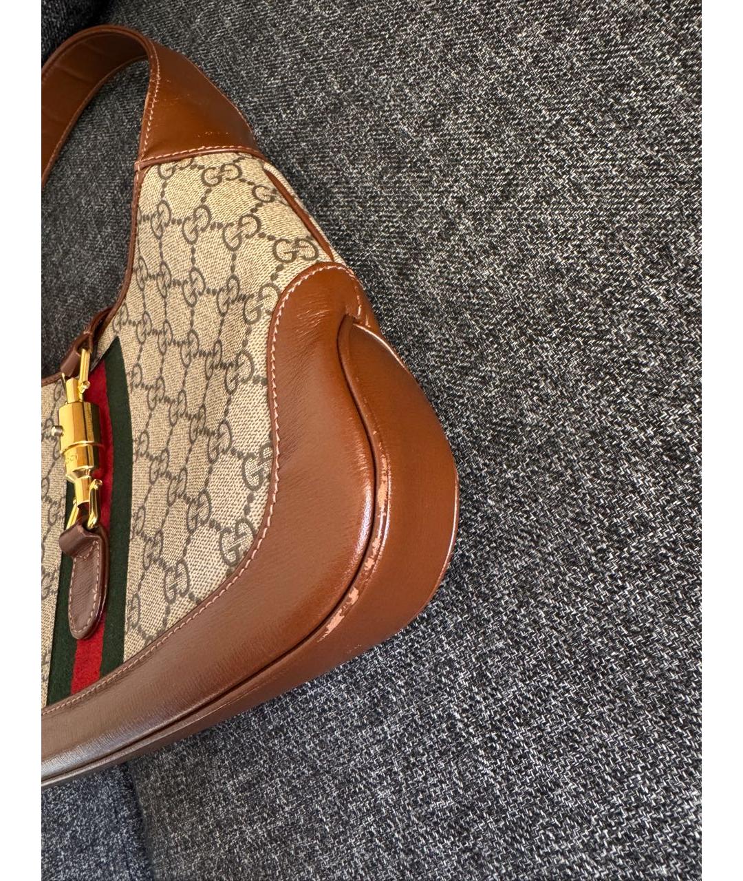 GUCCI Коричневая кожаная сумка через плечо, фото 6