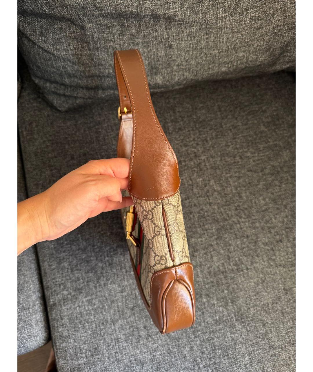 GUCCI Коричневая кожаная сумка через плечо, фото 2