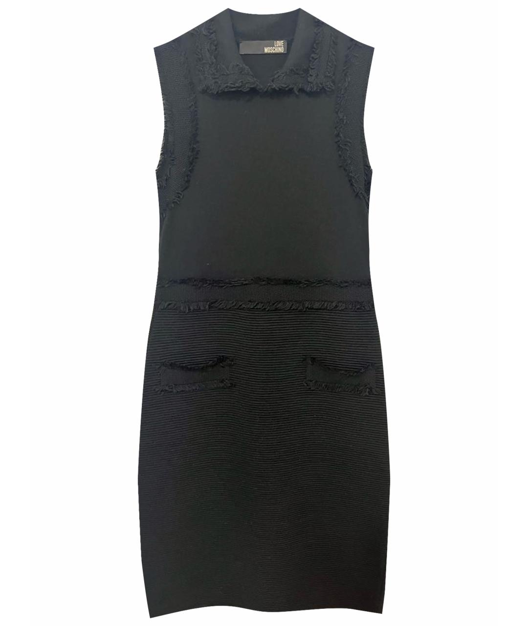 LOVE MOSCHINO Черное шерстяное повседневное платье, фото 1