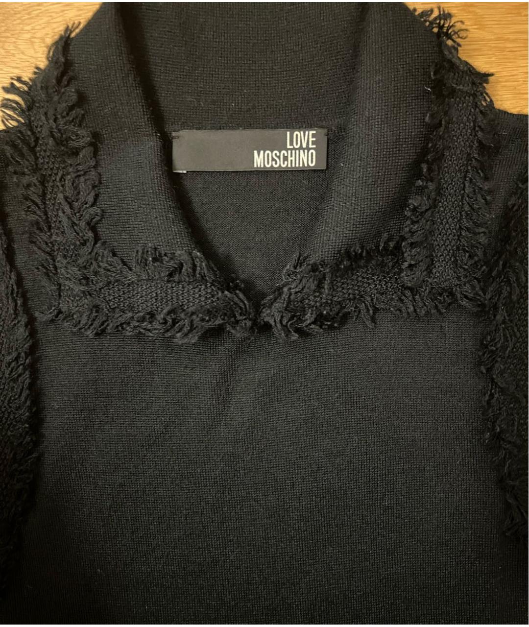 LOVE MOSCHINO Черное шерстяное повседневное платье, фото 5