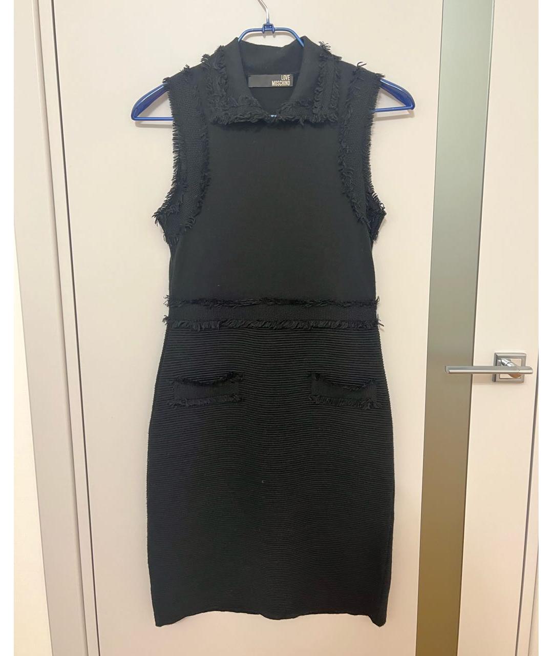 LOVE MOSCHINO Черное шерстяное повседневное платье, фото 8