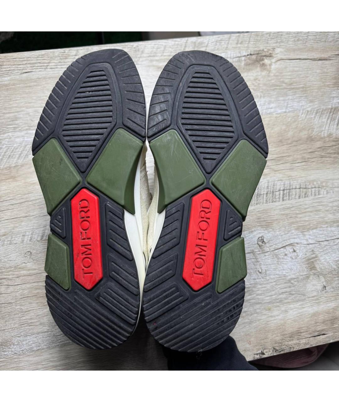 TOM FORD Бежевые текстильные низкие кроссовки / кеды, фото 5