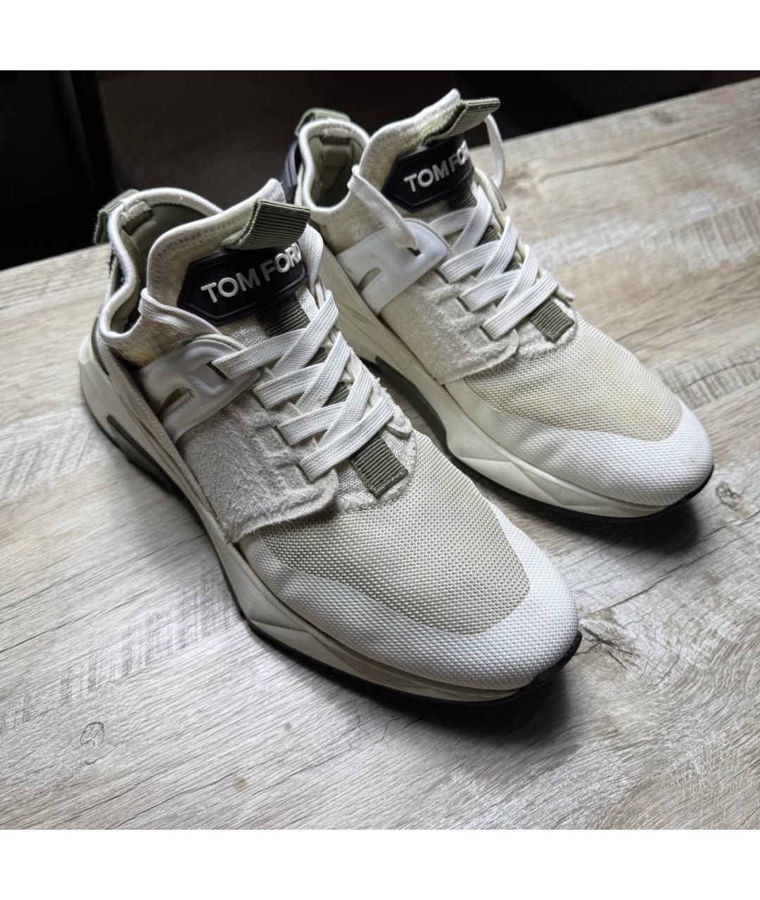 TOM FORD Бежевые текстильные низкие кроссовки / кеды, фото 3